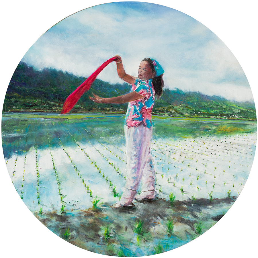 春野新耕　oil, size 61 cm round.