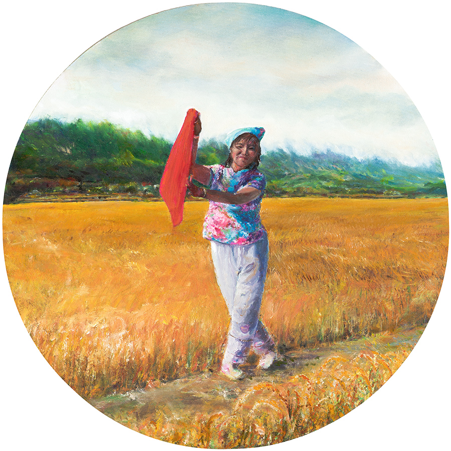 秋嵐如醉　oil, size 61 cm round