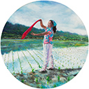 春野新耕　oil, size 61 cm round.