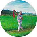 夏雨樂耘　oil , size 61 cm round